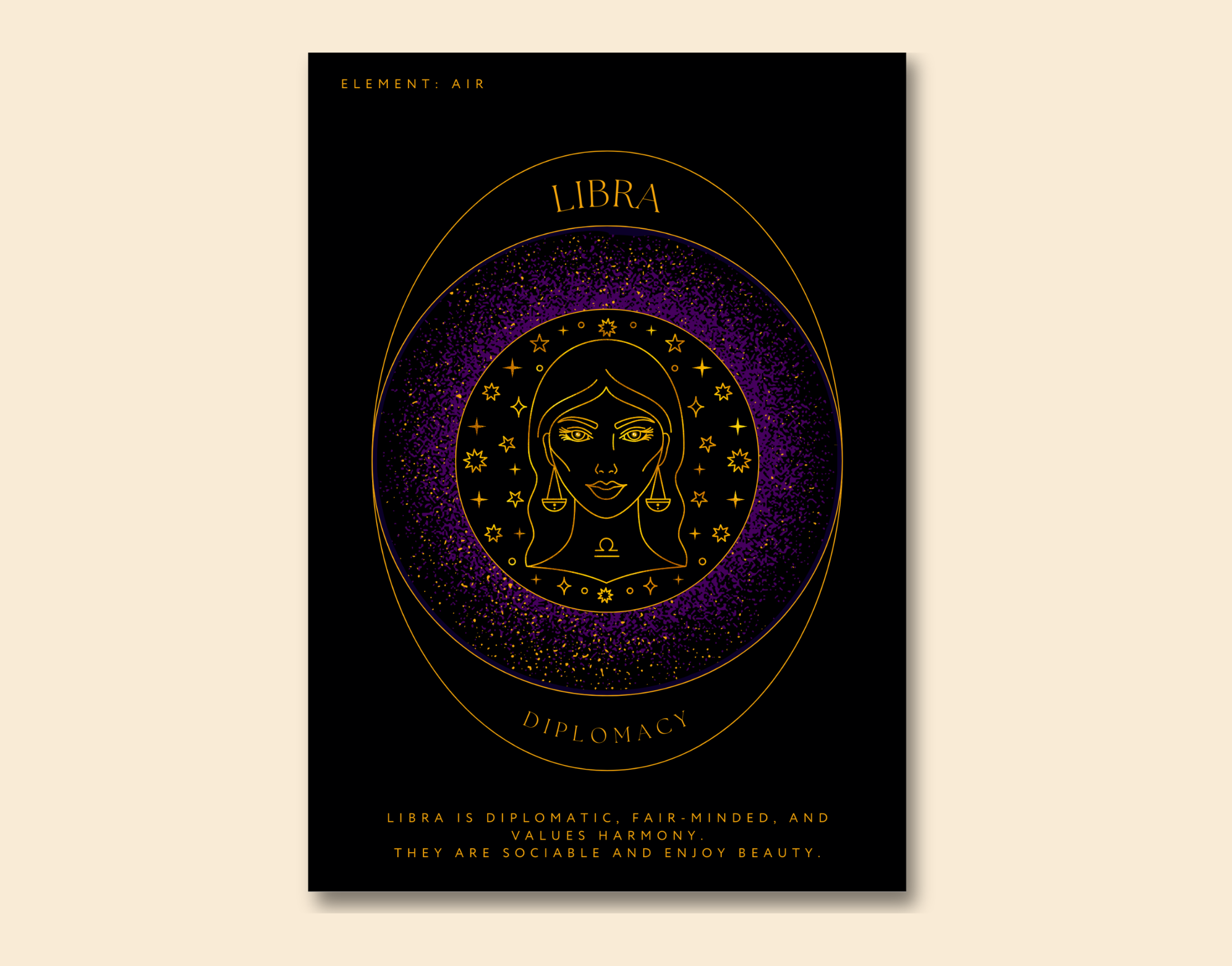 "LIBRA-ZODIAC EDITION"- Shiny & Sturdy Metallic Poster Art That Pops & Sticks (Literally!)