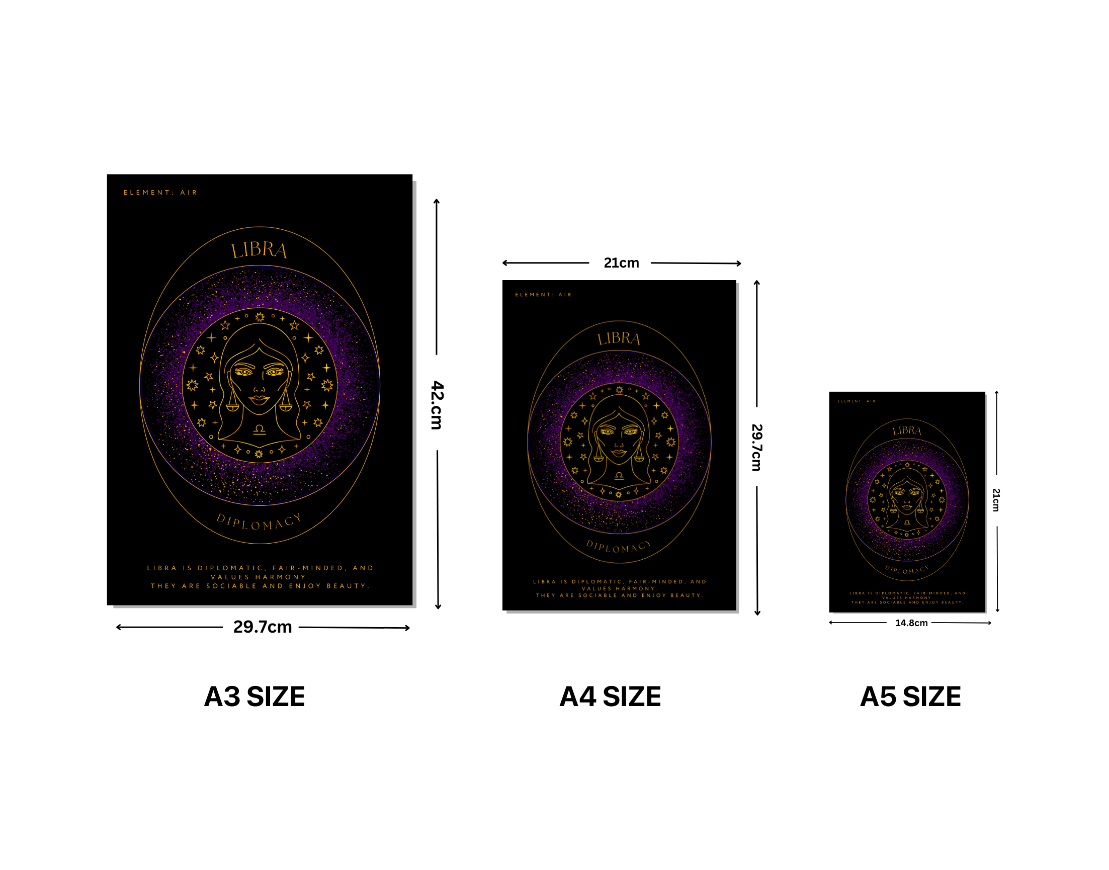 "LIBRA-ZODIAC EDITION"- Shiny & Sturdy Metallic Poster Art That Pops & Sticks (Literally!)