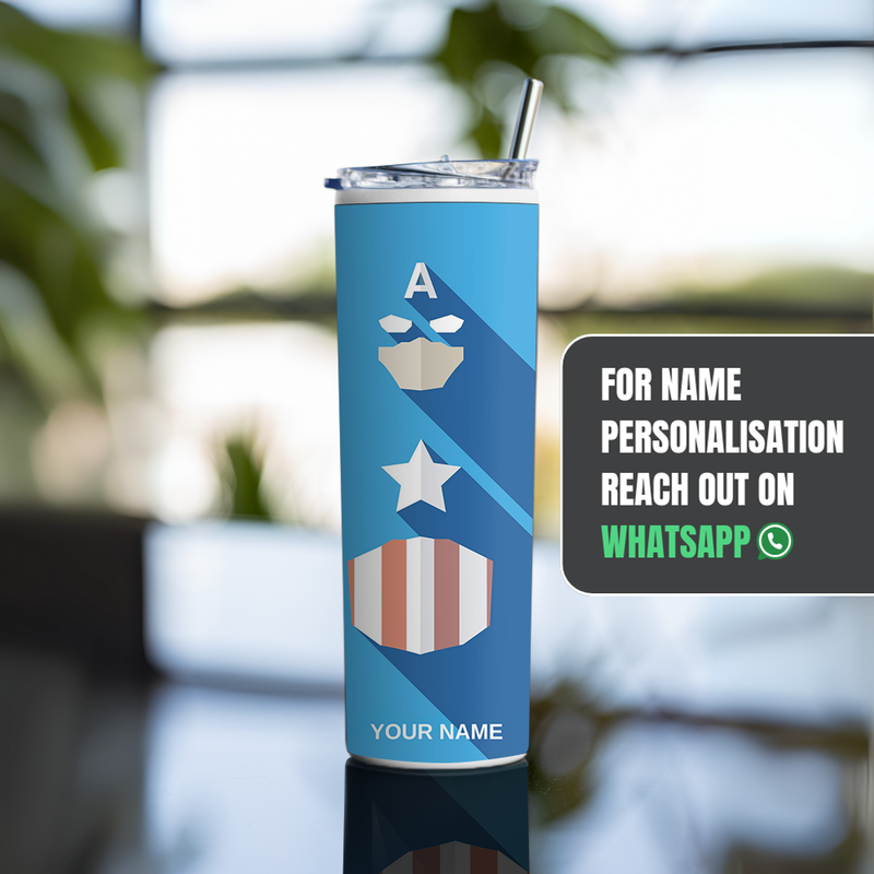 "CAPTAIN AMERICA - ROGGERS" Tumbler with Metal Straw