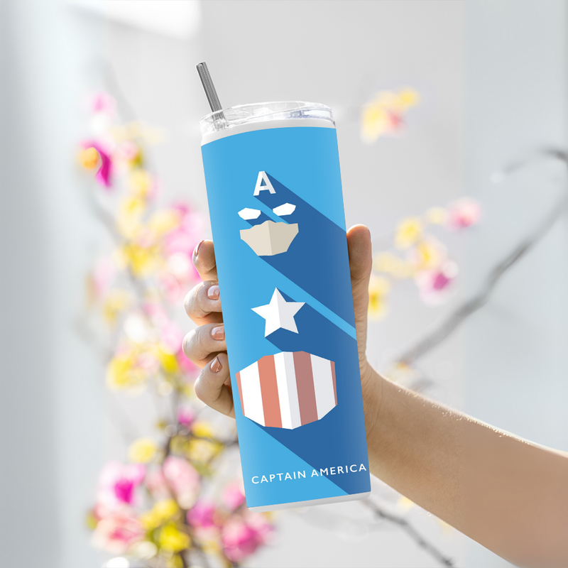 "CAPTAIN AMERICA - ROGGERS" Tumbler with Metal Straw