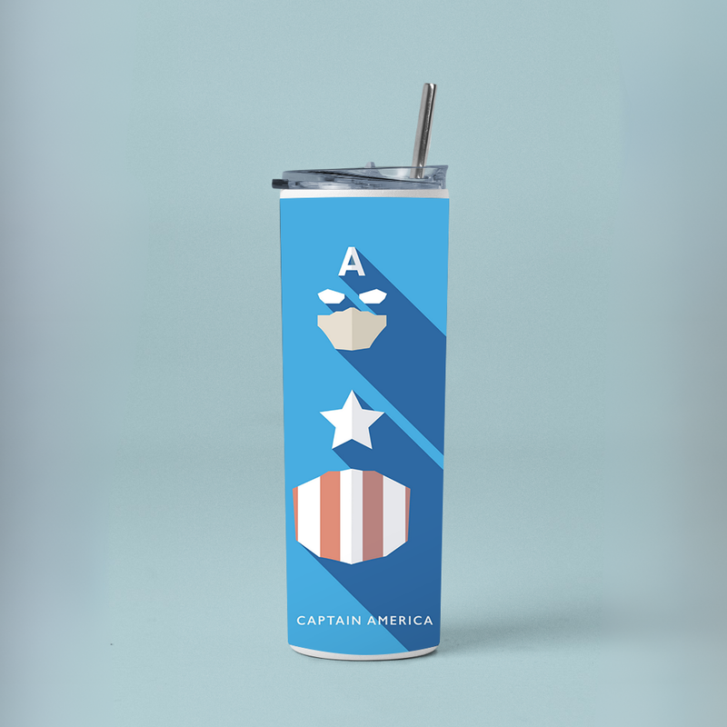 "CAPTAIN AMERICA - ROGGERS" Tumbler with Metal Straw