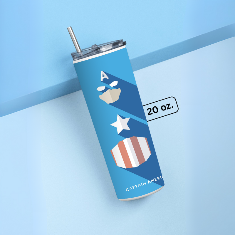 "CAPTAIN AMERICA - ROGGERS" Tumbler with Metal Straw