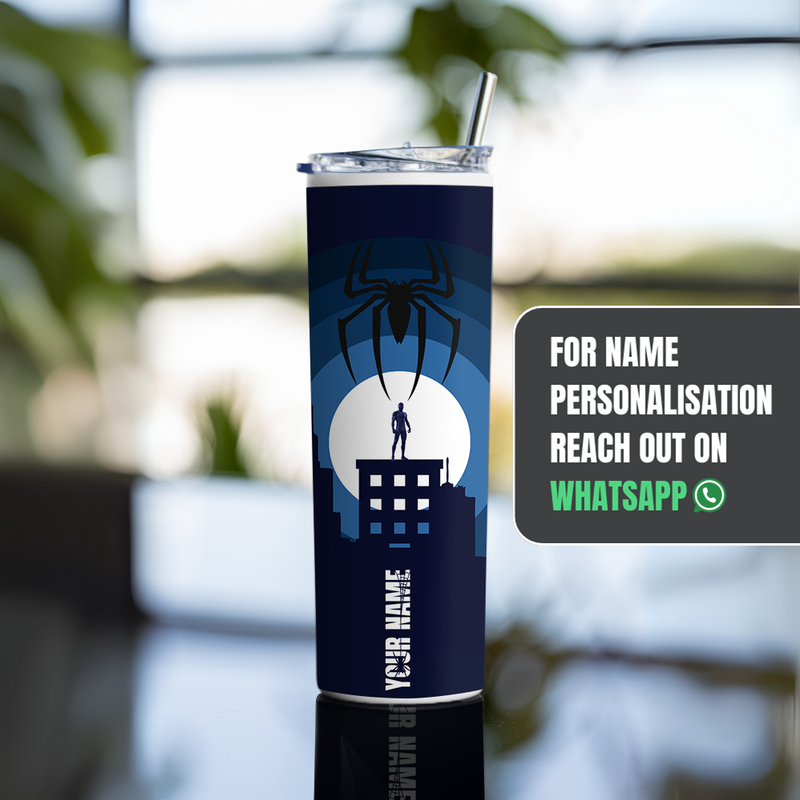 "SPIDERMAN TOP OF THE BUILDING" Tumbler with Metal Straw