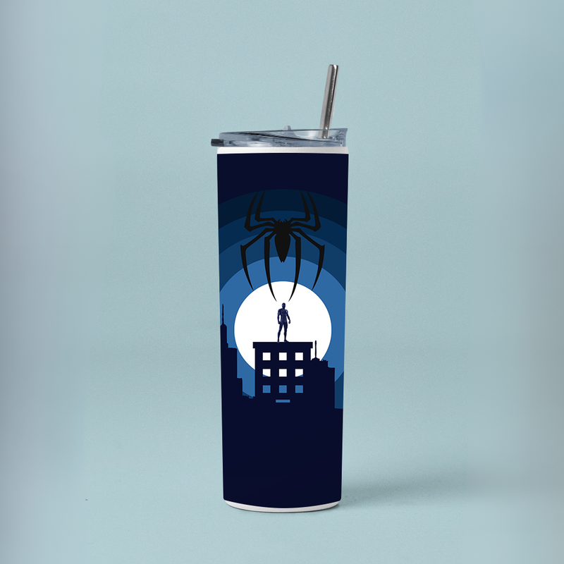 "SPIDERMAN TOP OF THE BUILDING" Tumbler with Metal Straw
