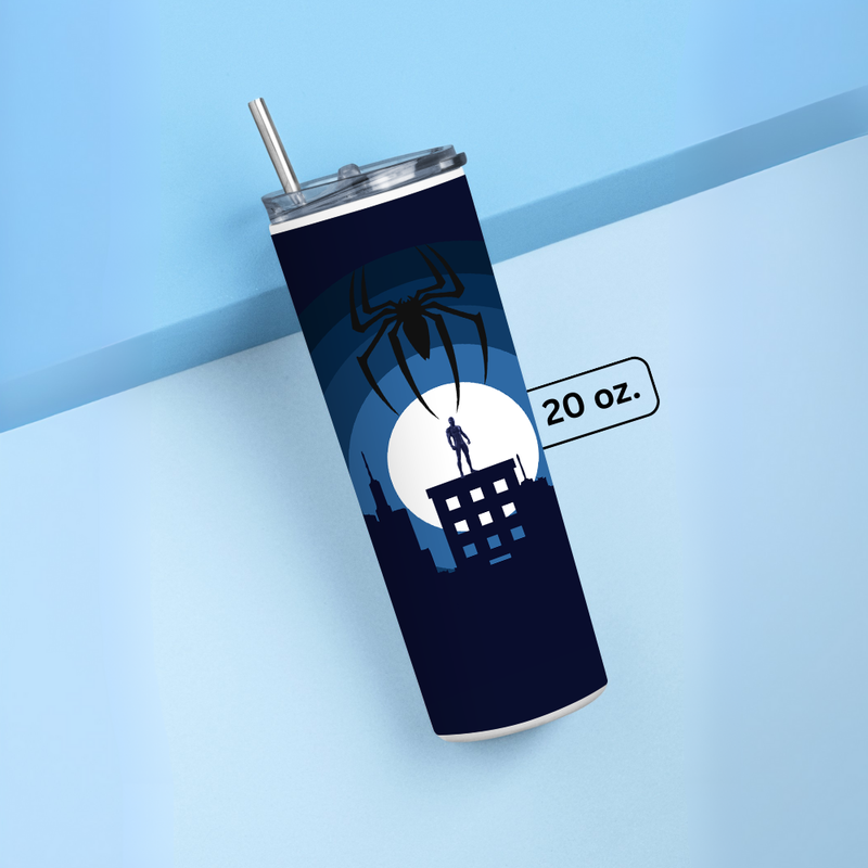 "SPIDERMAN TOP OF THE BUILDING" Tumbler with Metal Straw