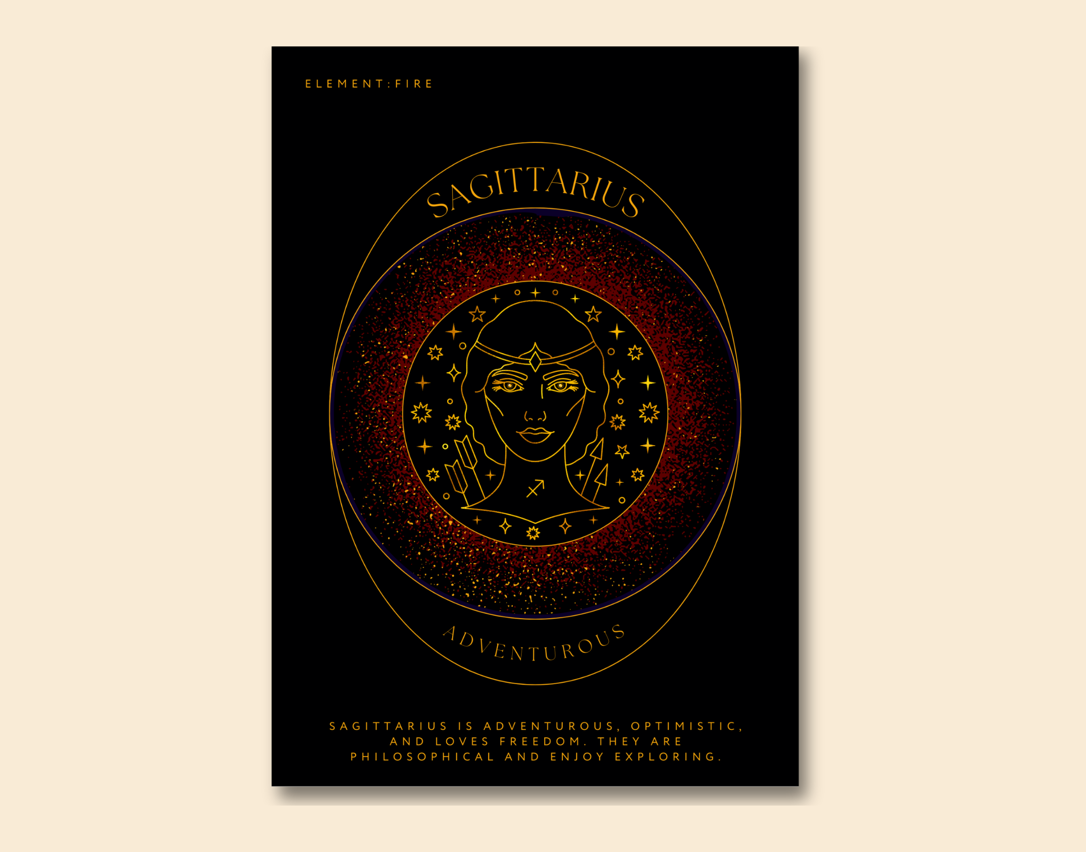 "SAGITTARIUS-ZODIAC EDITION"- Shiny & Sturdy Metallic Poster Art That Pops & Sticks (Literally!)