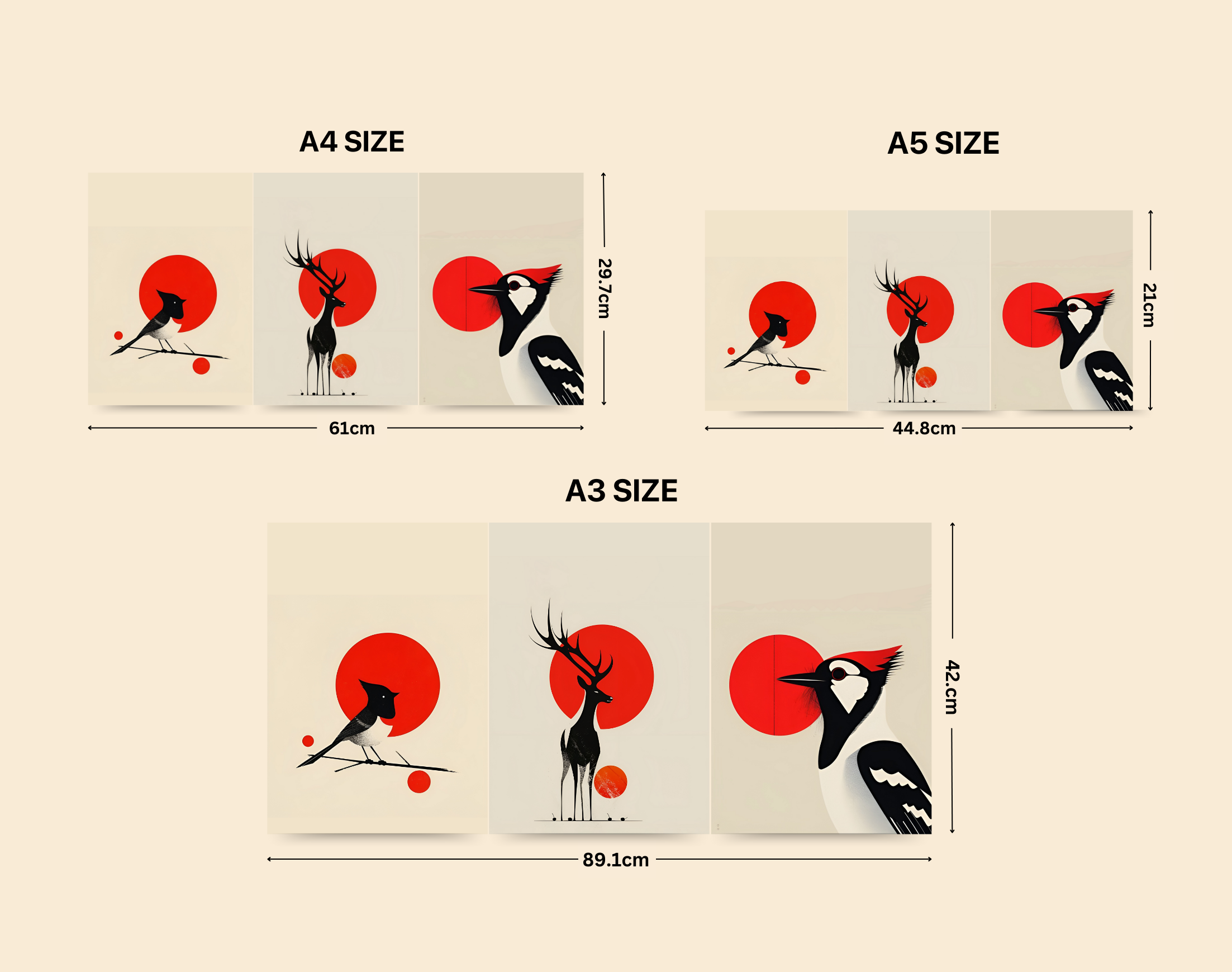 "ANIMAL KINGDOM- JAPANESE THEME DESIGN"- Shiny & Sturdy Metallic Poster Art That Pops & Sticks (Literally!)