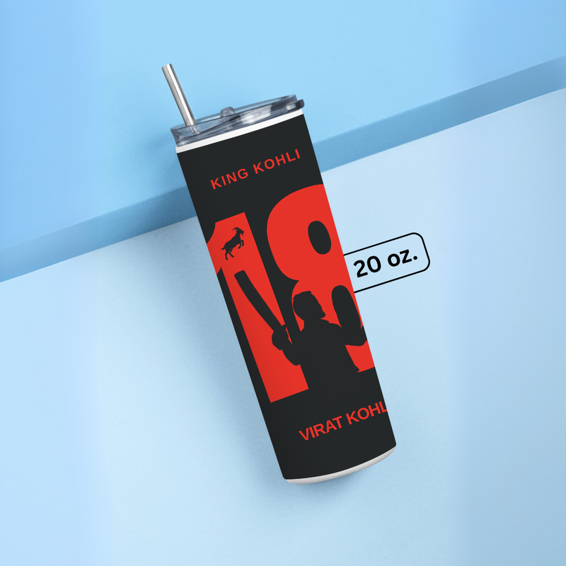 "VIRAT KOHLI - CRICKET FAN BASE" Tumbler with Metal Straw