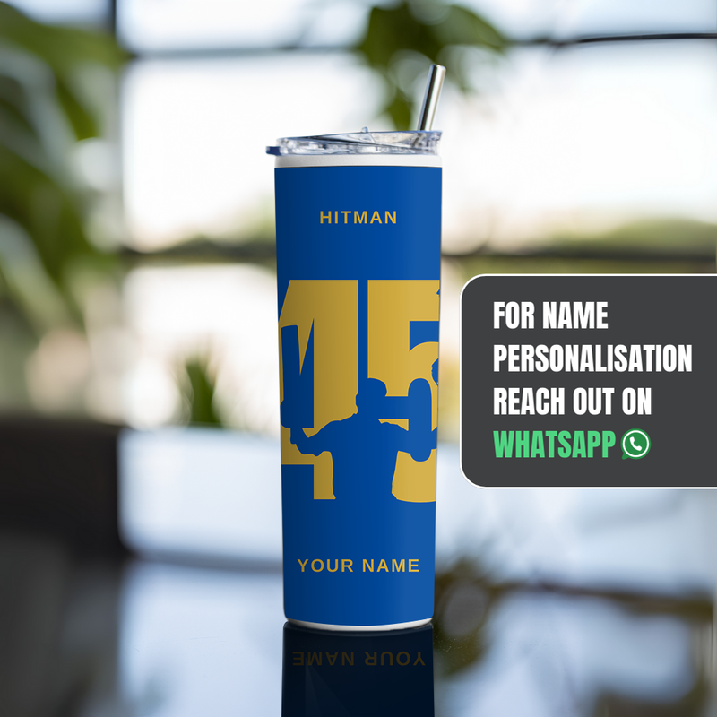 "ROHIT SHARMA - CRICKET FAN BASE" Tumbler with Metal Straw
