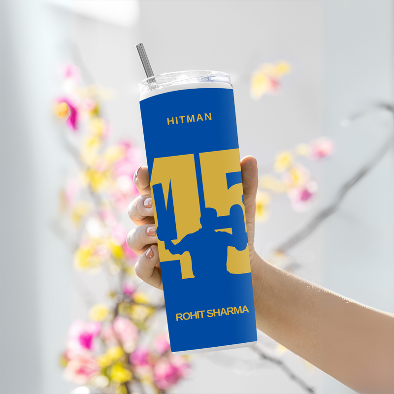 "ROHIT SHARMA - CRICKET FAN BASE" Tumbler with Metal Straw