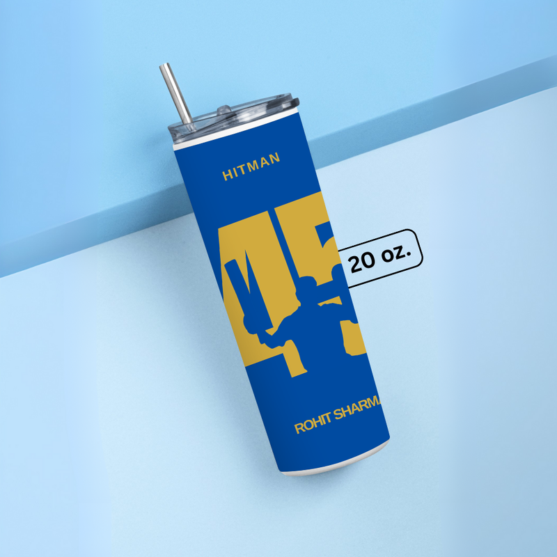 "ROHIT SHARMA - CRICKET FAN BASE" Tumbler with Metal Straw