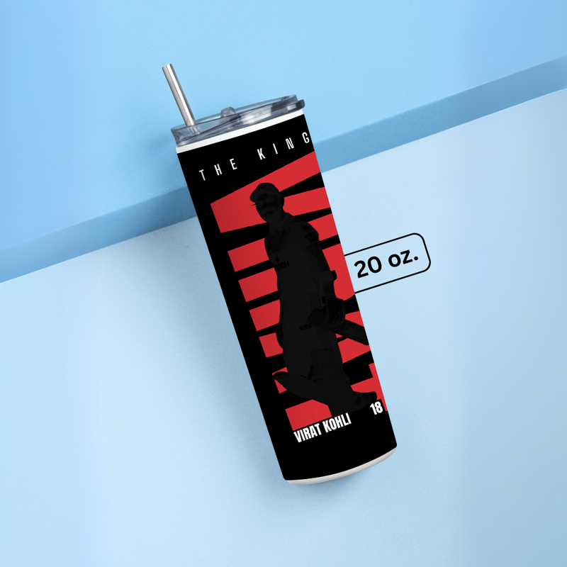 "VIRAT - CRICKET FANDOM" Tumbler with Metal Straw