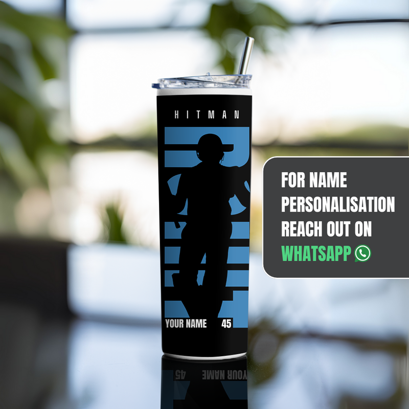"ROHIT - CRICKET FANDOM" Tumbler with Metal Straw