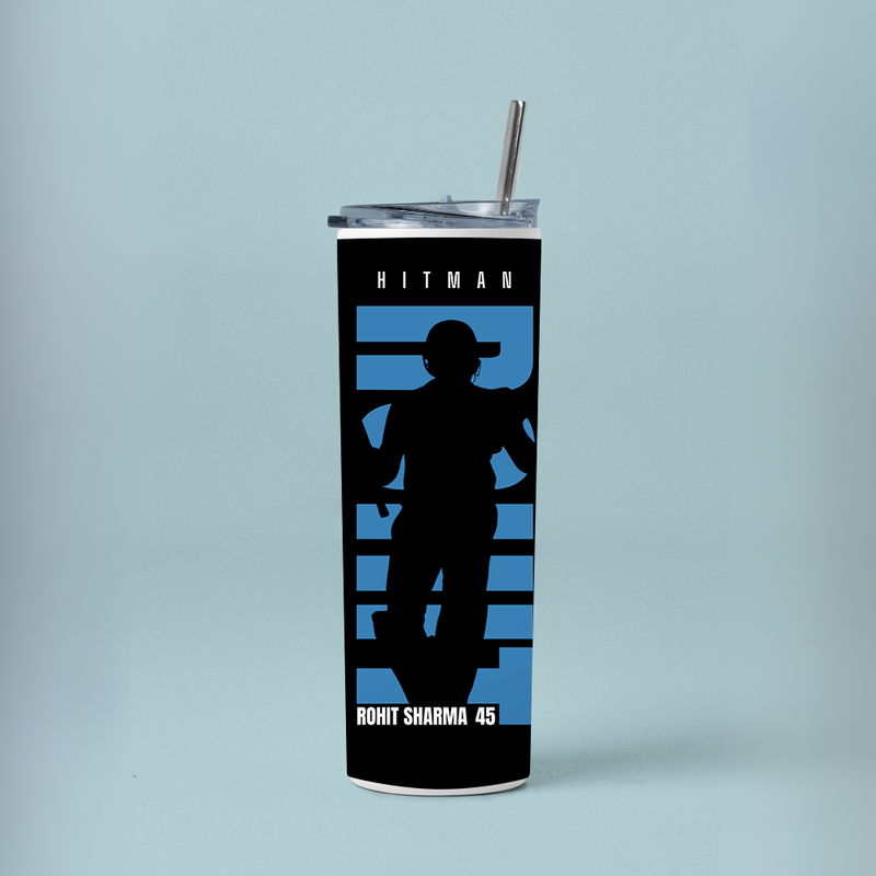 "ROHIT - CRICKET FANDOM" Tumbler with Metal Straw