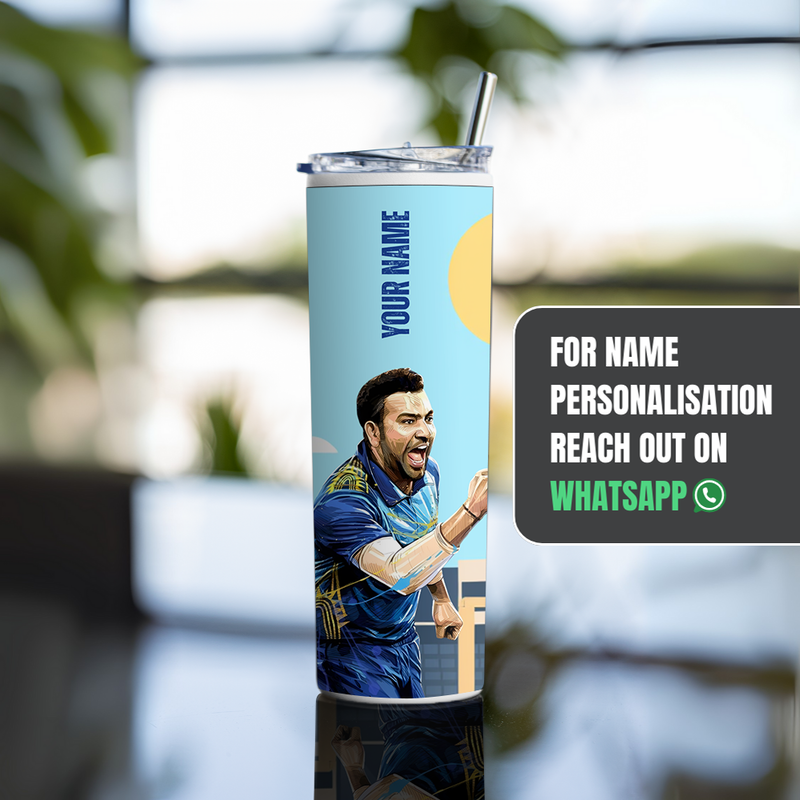 "ROHIT SHARMA - CRICKET FANSHIP" Tumbler with Metal Straw