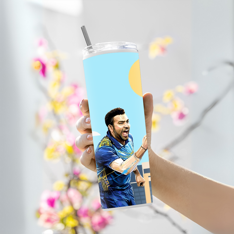 "ROHIT SHARMA - CRICKET FANSHIP" Tumbler with Metal Straw