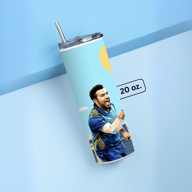 "ROHIT SHARMA - CRICKET FANSHIP" Tumbler with Metal Straw