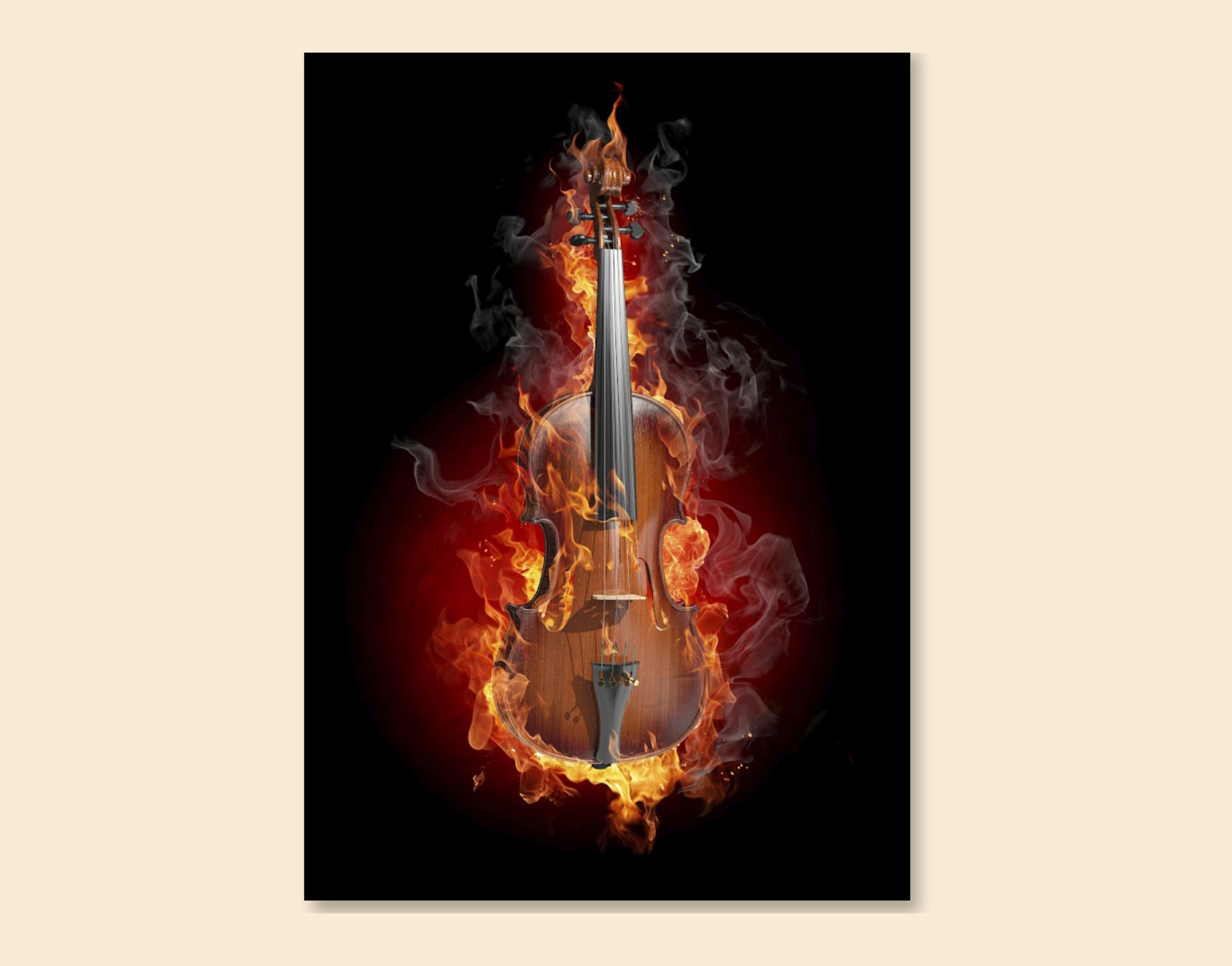 "BURNING GUITAR"- Shiny & Sturdy Metallic Poster Art That Pops & Sticks (Literally!)