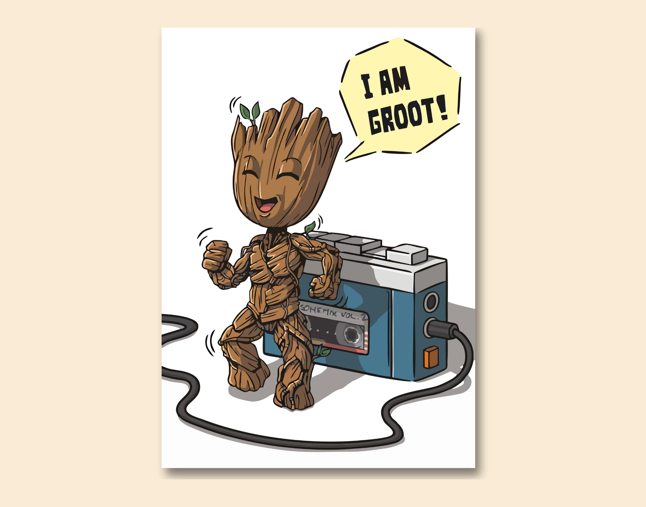 "I AM GROOT-MARVEL"- Shiny & Sturdy Metallic Poster Art That Pops & Sticks
