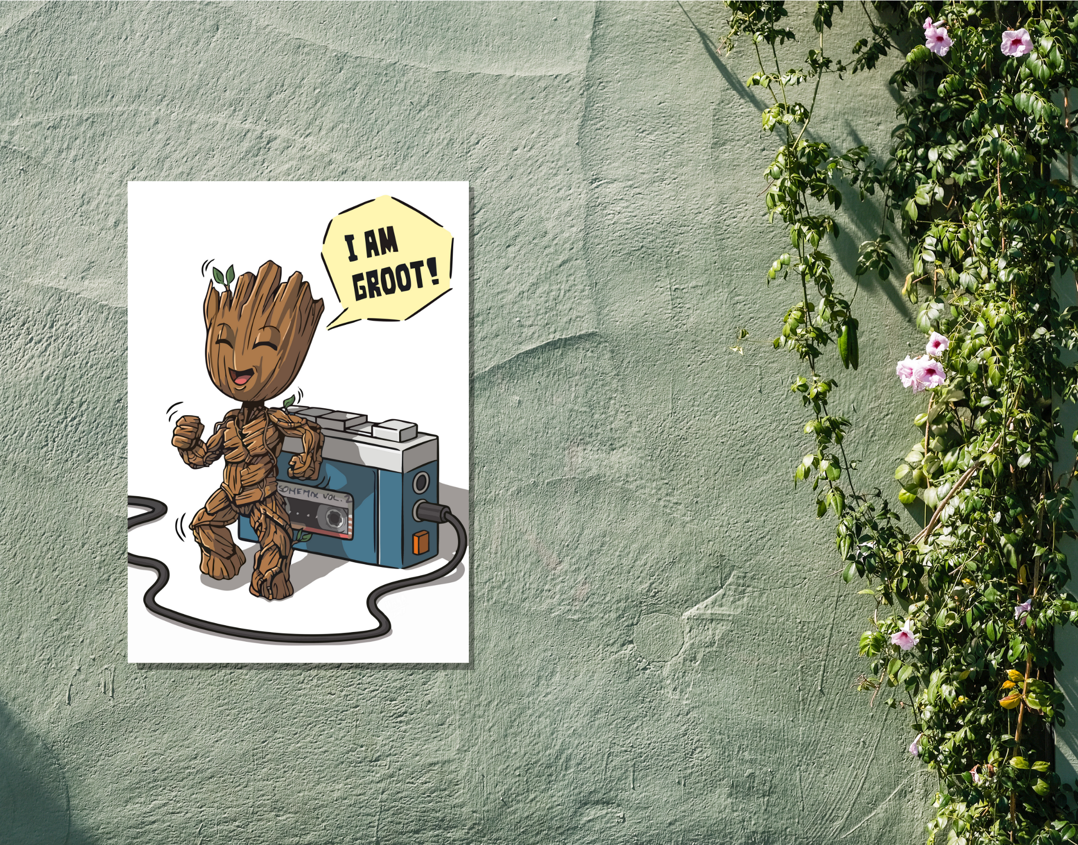 "I AM GROOT-MARVEL"- Shiny & Sturdy Metallic Poster Art That Pops & Sticks