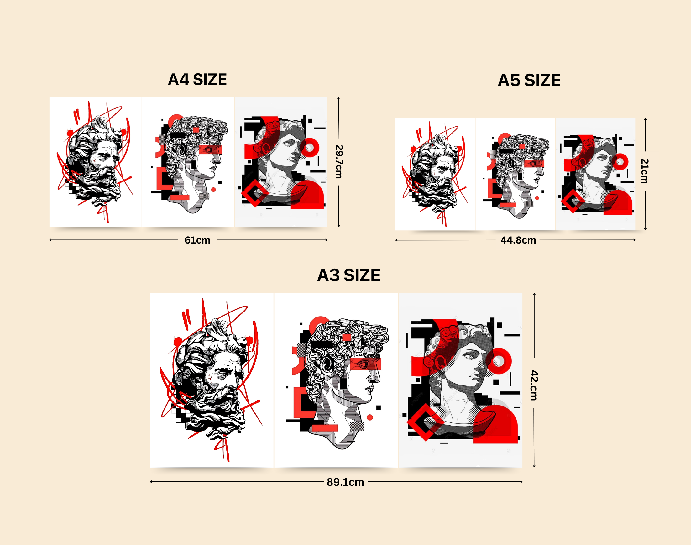 "GREEK GOD ILLUSTRATION"- Shiny & Sturdy Metallic Poster Art That Pops & Sticks