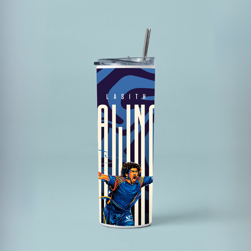 "LASITH MALINGA - CRICKET FAN BASE " Tumbler with Metal Straw