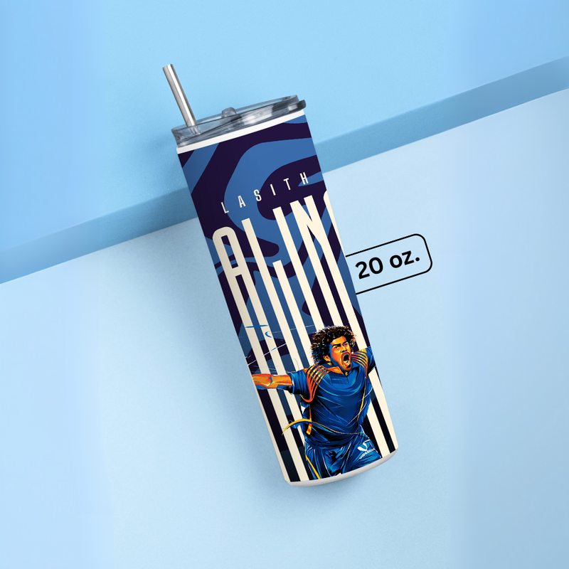 "LASITH MALINGA - CRICKET FAN BASE " Tumbler with Metal Straw