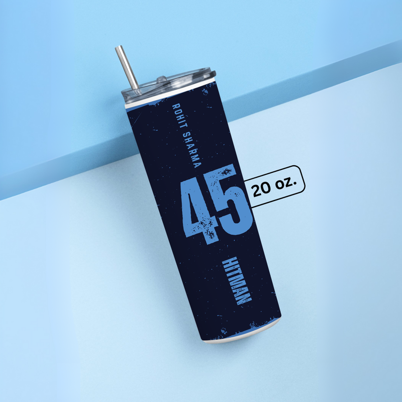 "ROHIT 45 SHARMA - CRICKET FANBASE" Tumbler with Metal Straw