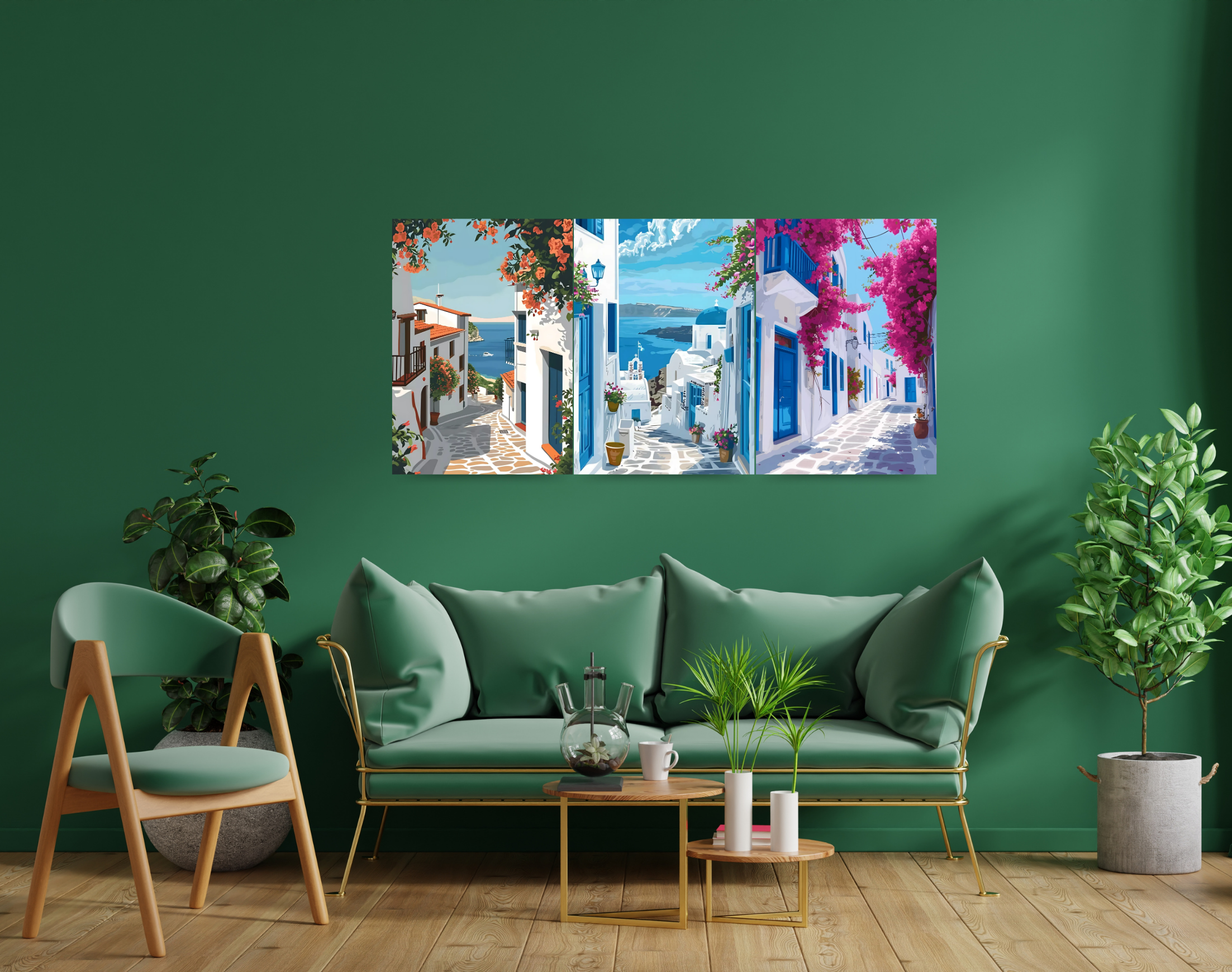 "OIA GREECE THEME STREET"- Shiny & Sturdy Metallic Poster Art That Pops & Sticks