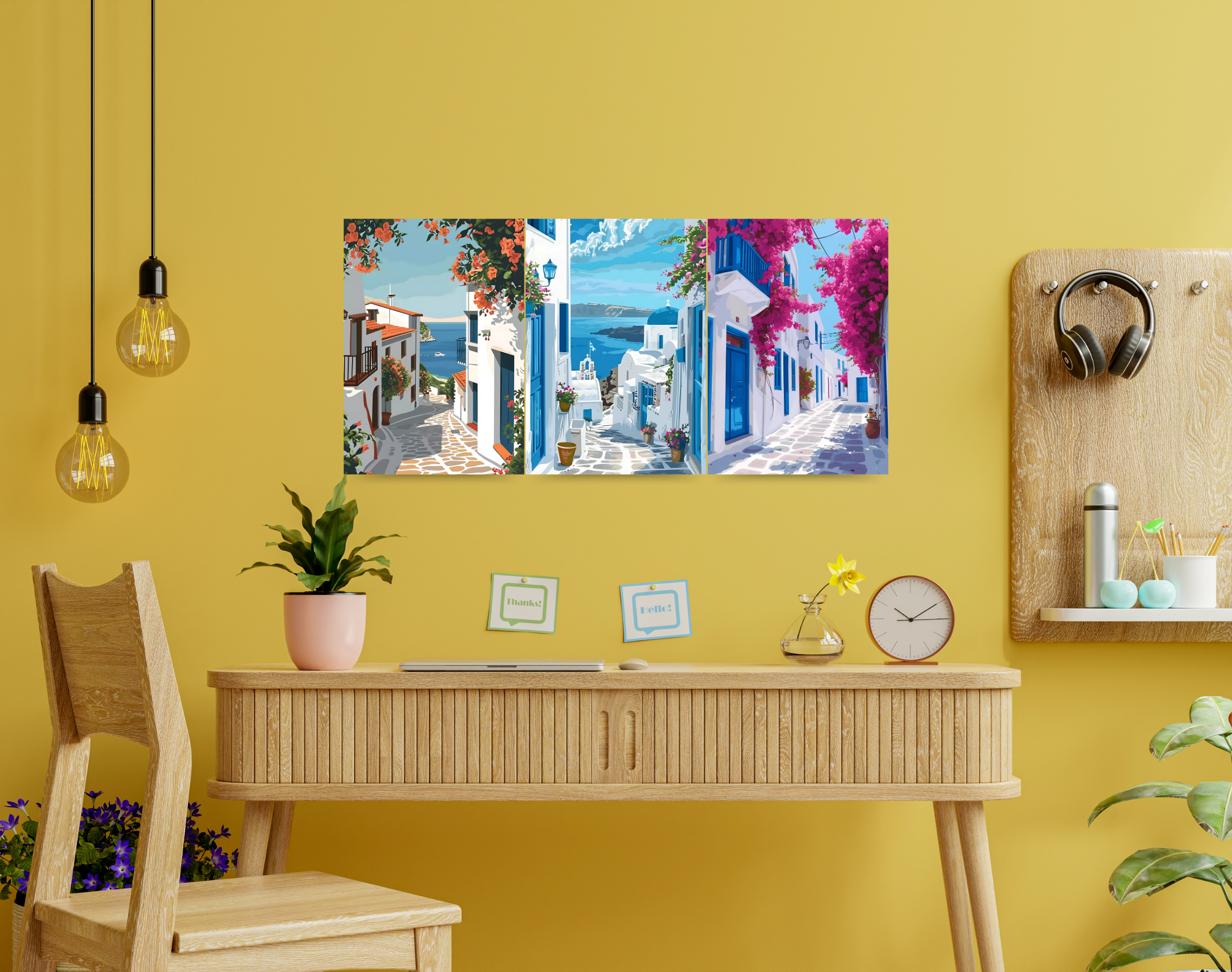 "OIA GREECE THEME STREET"- Shiny & Sturdy Metallic Poster Art That Pops & Sticks