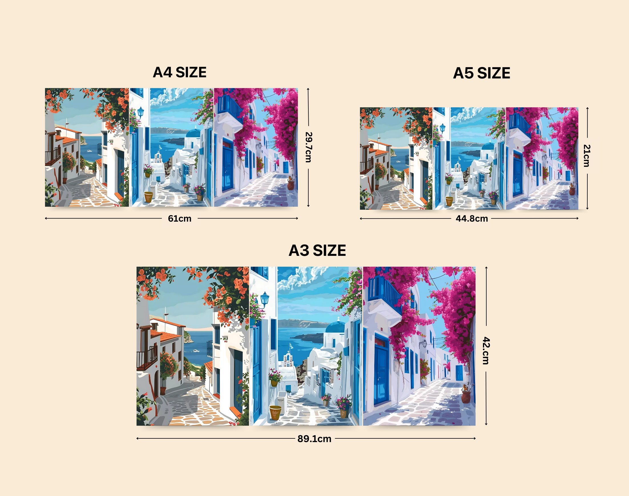 "OIA GREECE THEME STREET"- Shiny & Sturdy Metallic Poster Art That Pops & Sticks