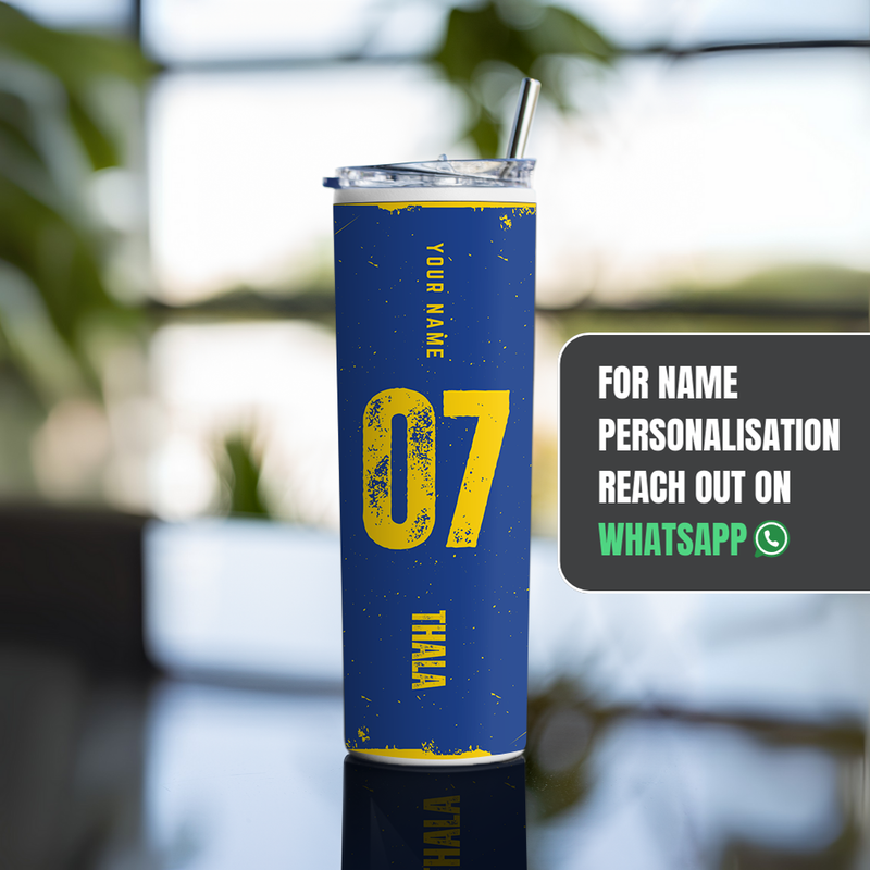 "COOLEST CAPTAIN EVER - DHONI - CRICKET FANBASE" Tumbler with Metal Straw