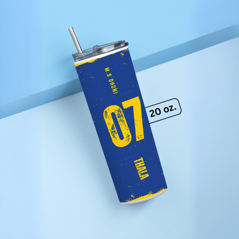"COOLEST CAPTAIN EVER - DHONI - CRICKET FANBASE" Tumbler with Metal Straw
