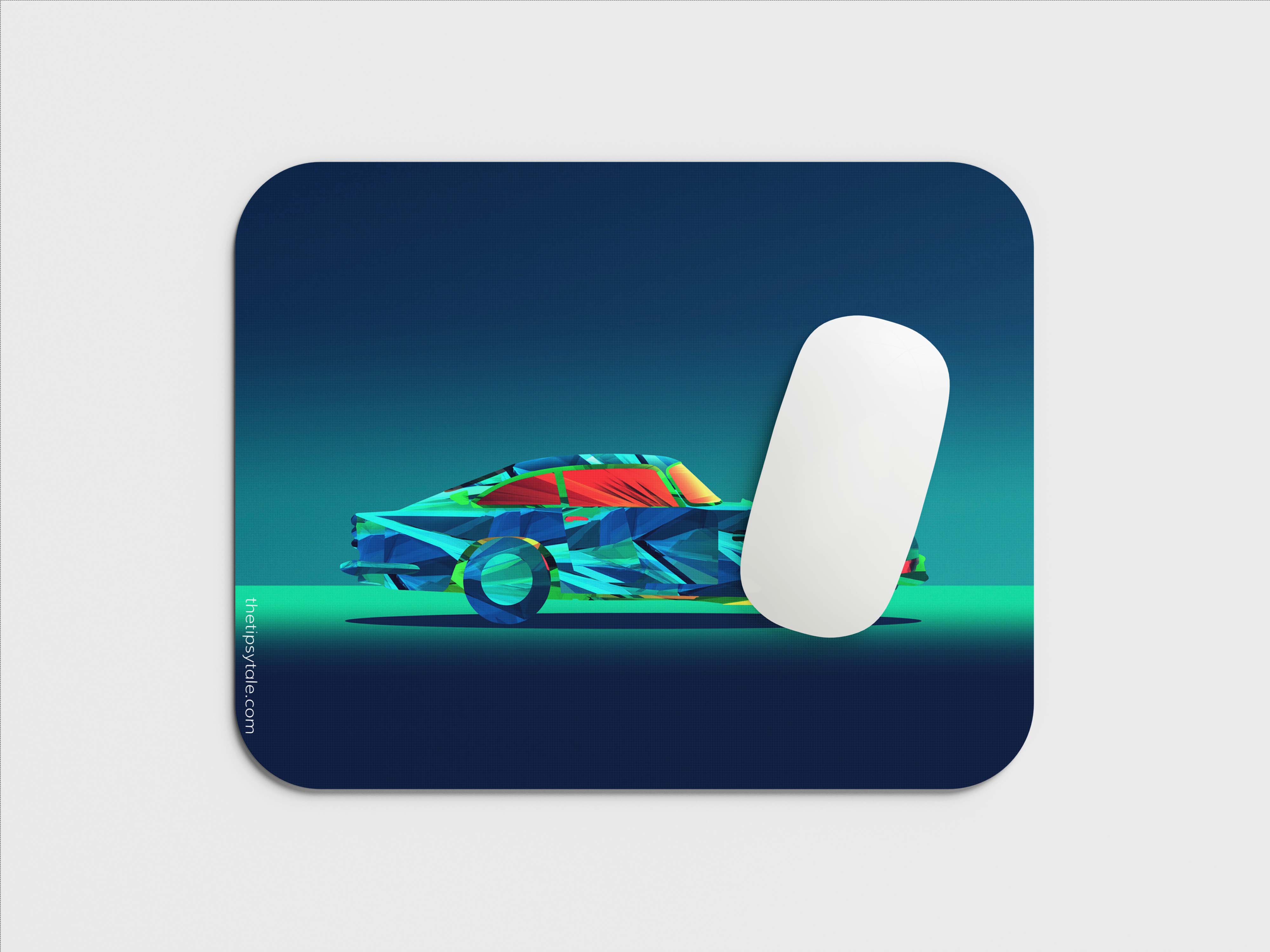 "Futuristic Neon Car" Mousepad Enhance Your Workspace with Style