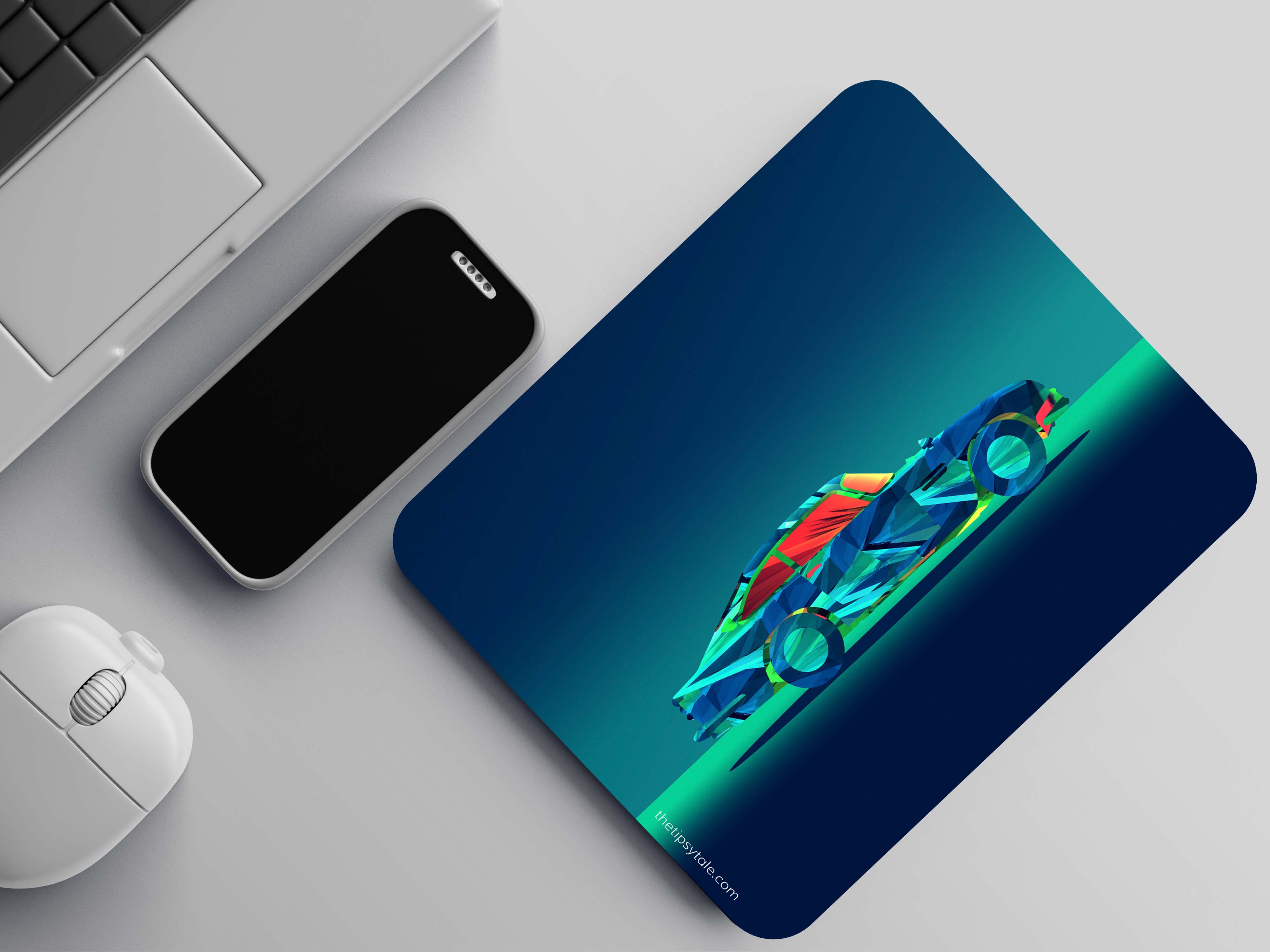"Futuristic Neon Car" Mousepad Enhance Your Workspace with Style