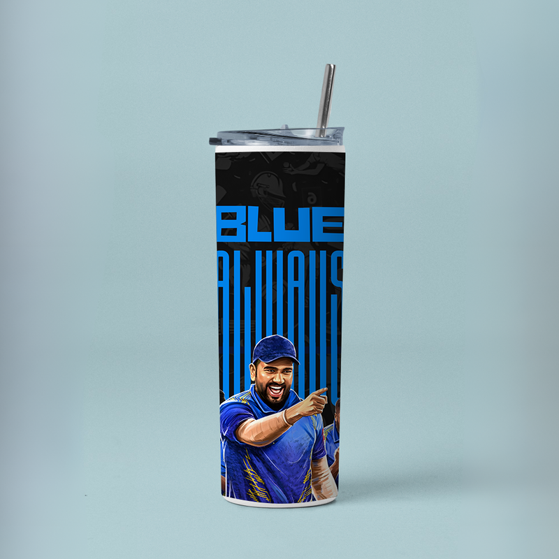 "ALWAYS BLUE - CRICKET FANBASE " Tumbler with Metal Straw