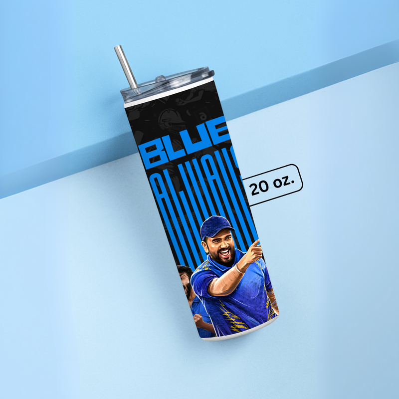 "ALWAYS BLUE - CRICKET FANBASE " Tumbler with Metal Straw