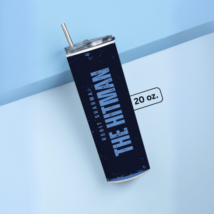 "THE HITMAN - CRICKET FANSHIP" Tumbler with Metal Straw