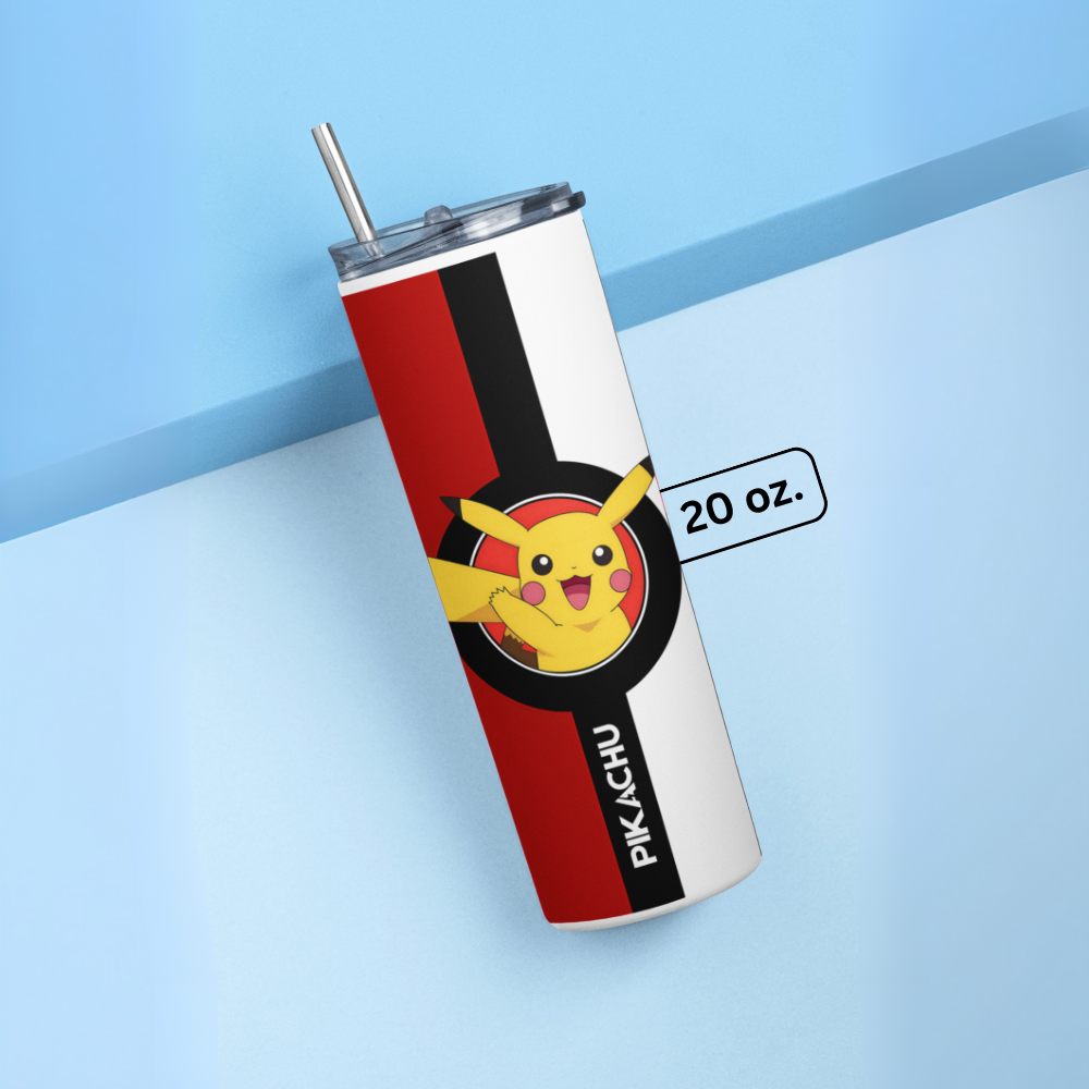 "PIKACHU- POKEMON- ANIME" Tumbler with Metal Straw
