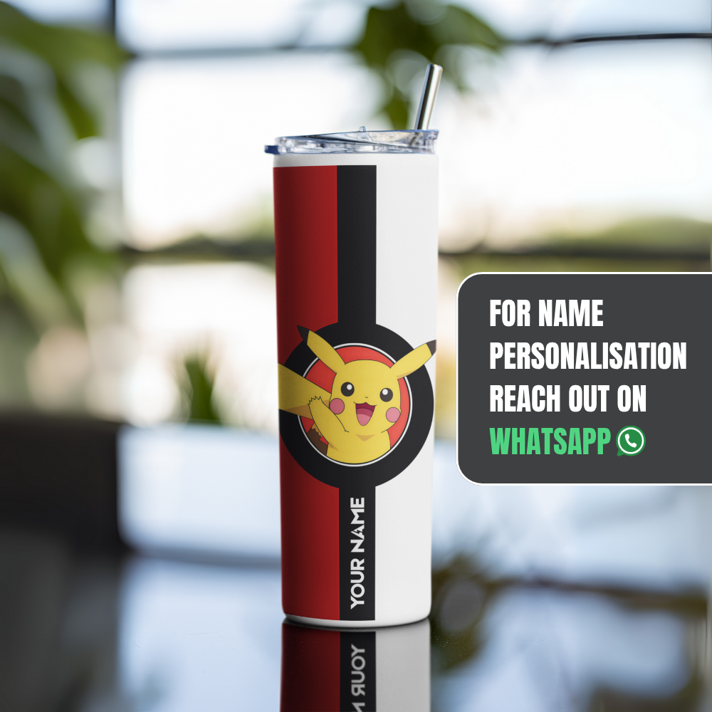 "PIKACHU- POKEMON- ANIME" Tumbler with Metal Straw