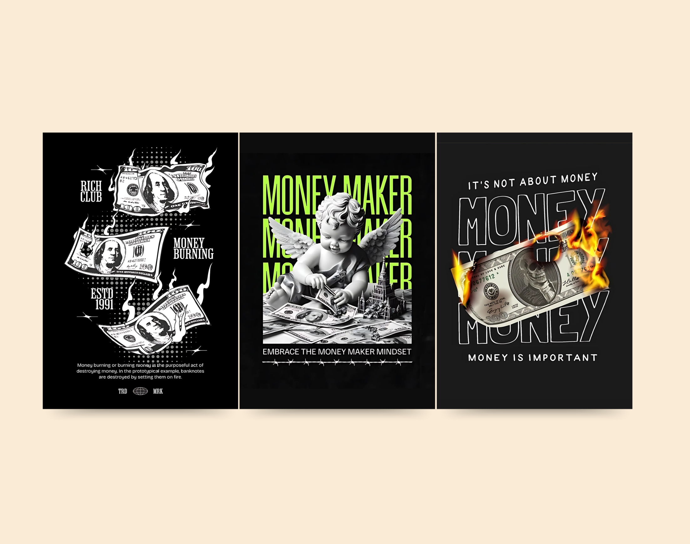 "MONEY MONEY MONEY"- Shiny & Sturdy Metallic Poster Art That Pops & Sticks
