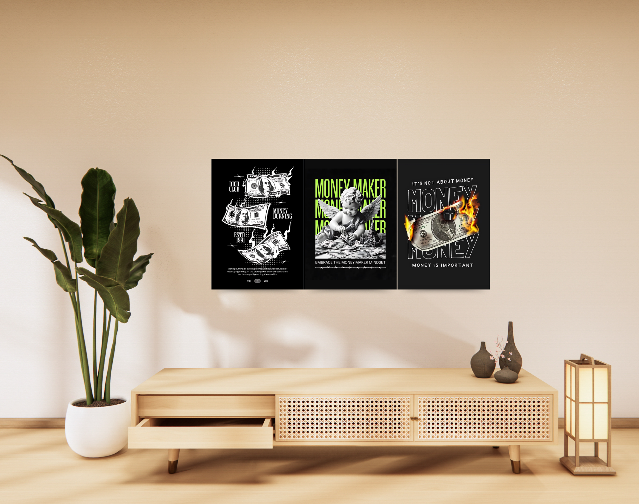 "MONEY MONEY MONEY"- Shiny & Sturdy Metallic Poster Art That Pops & Sticks