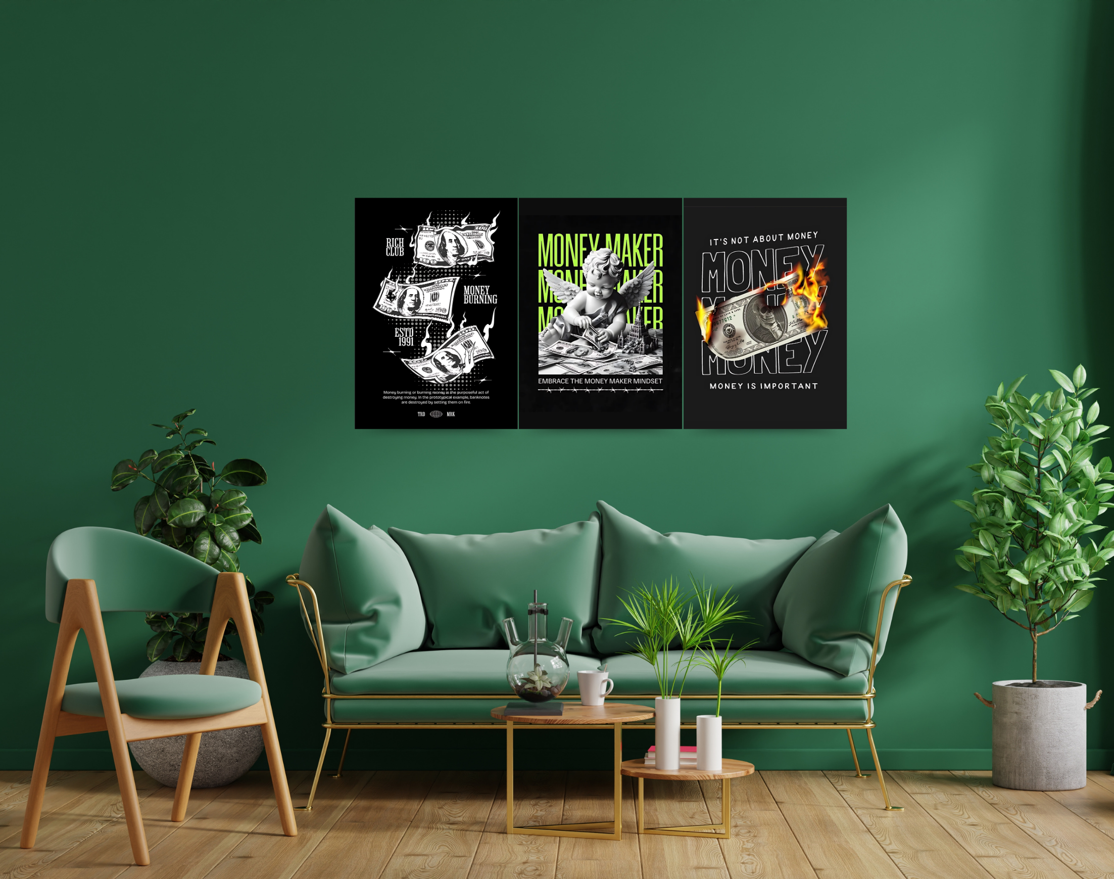 "MONEY MONEY MONEY"- Shiny & Sturdy Metallic Poster Art That Pops & Sticks