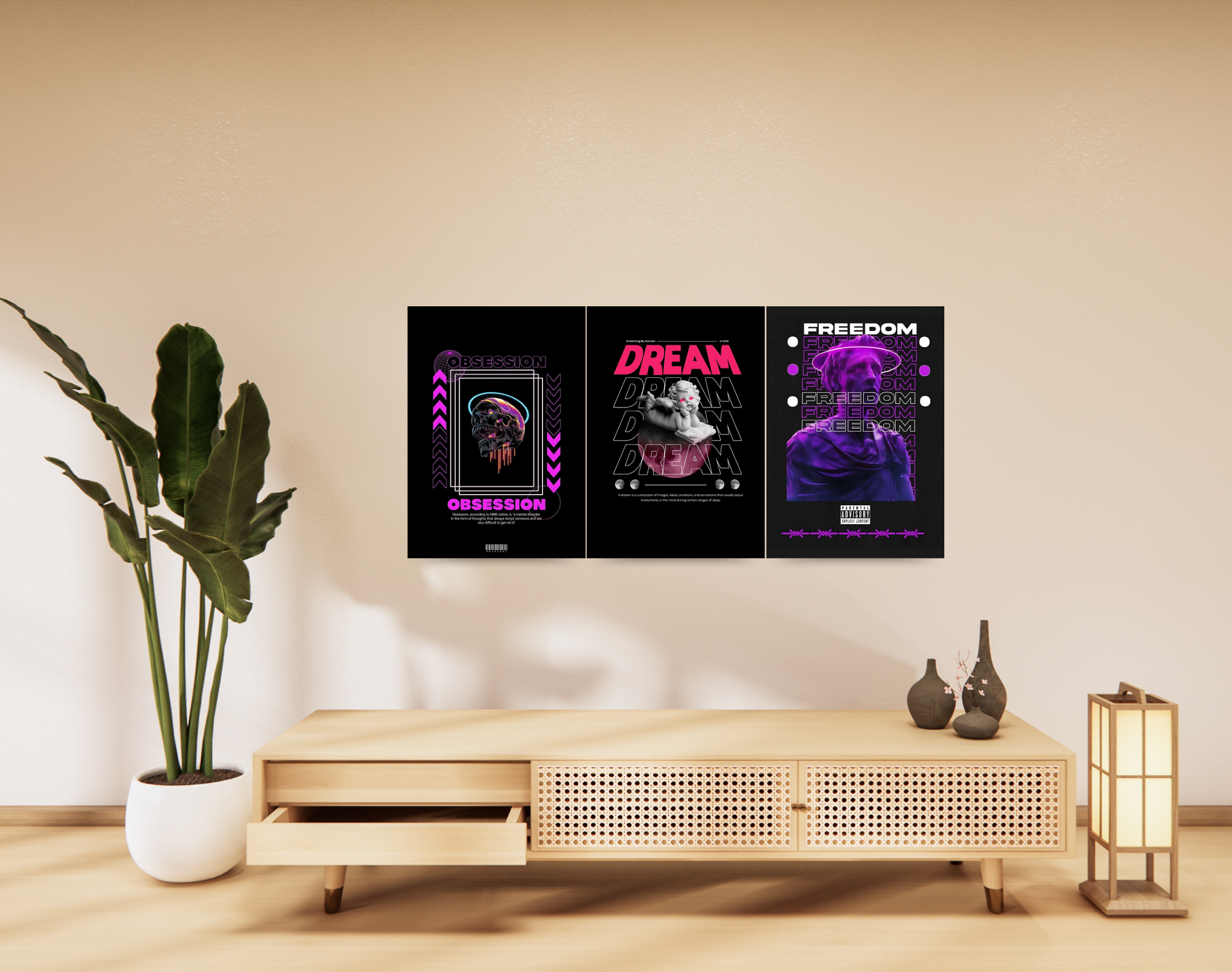 "TECHNO THEME"- Shiny & Sturdy Metallic Poster Art That Pops & Sticks