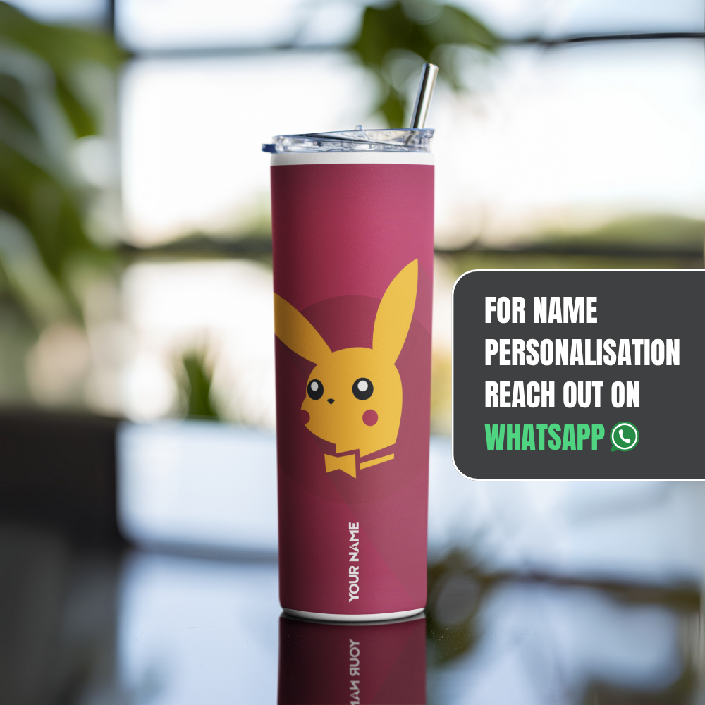 "PIKACHU- POKEMON- ANIME PLAYBOY EDITION" Tumbler with Metal Straw