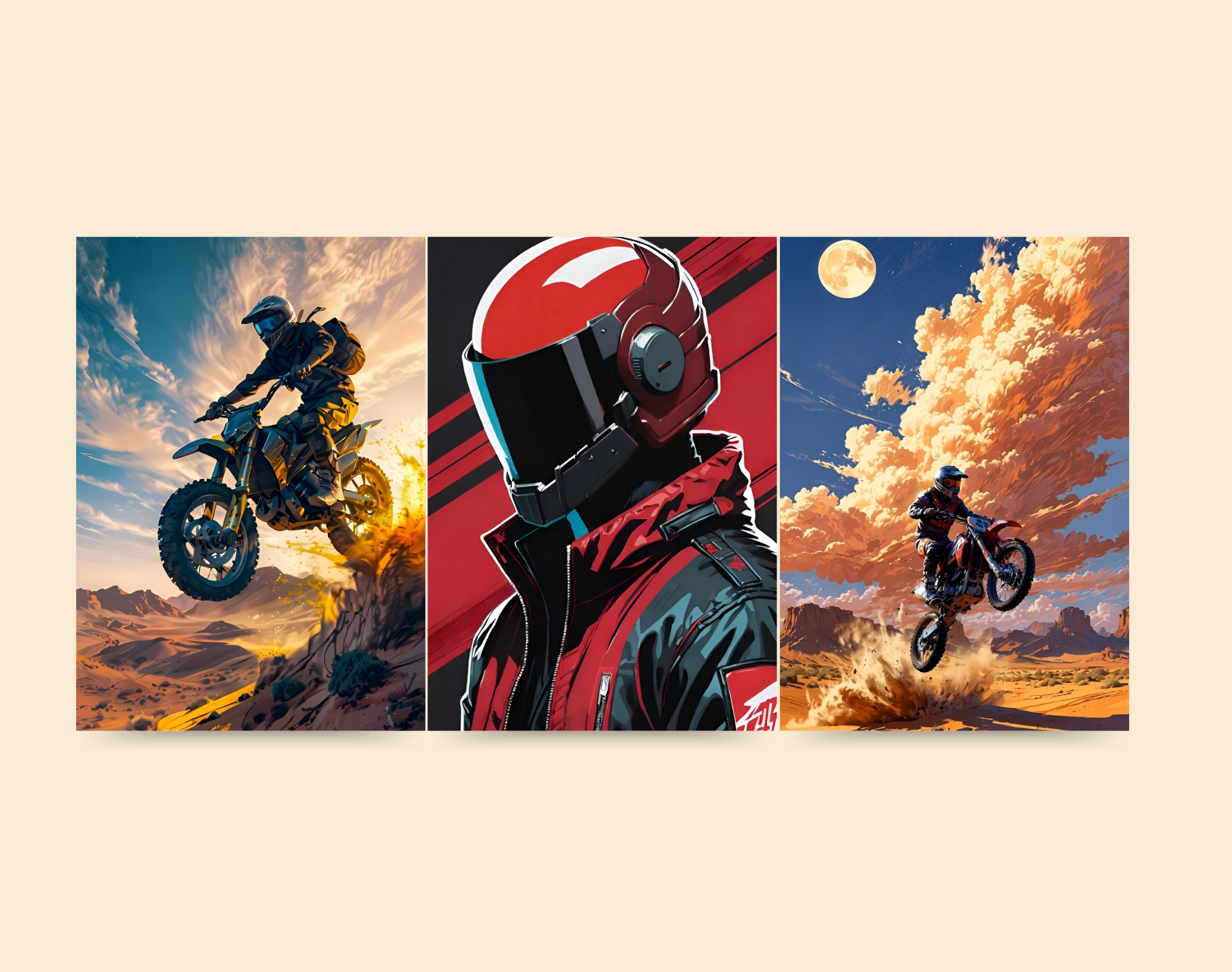 "BIKING IN THE WILD"- Shiny & Sturdy Metallic Poster Art That Pops & Sticks