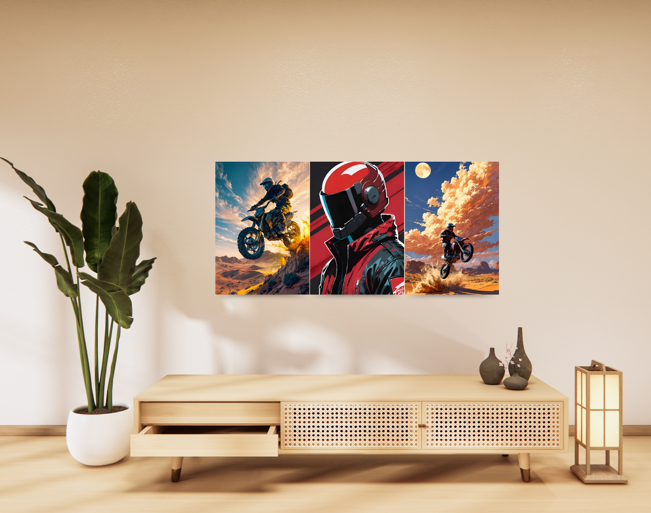 "BIKING IN THE WILD"- Shiny & Sturdy Metallic Poster Art That Pops & Sticks