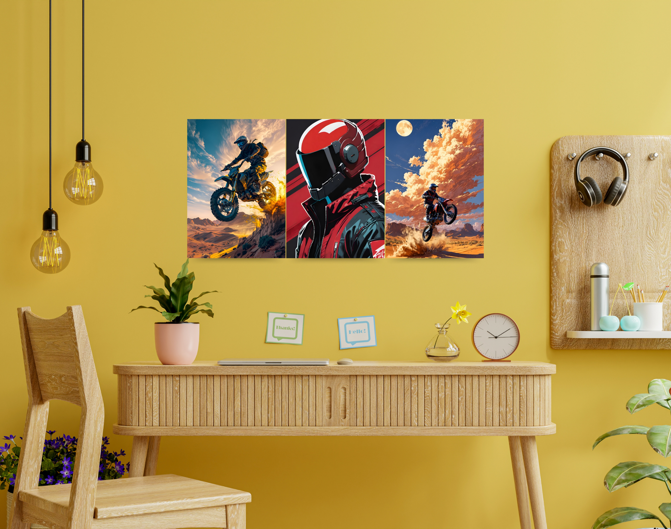 "BIKING IN THE WILD"- Shiny & Sturdy Metallic Poster Art That Pops & Sticks