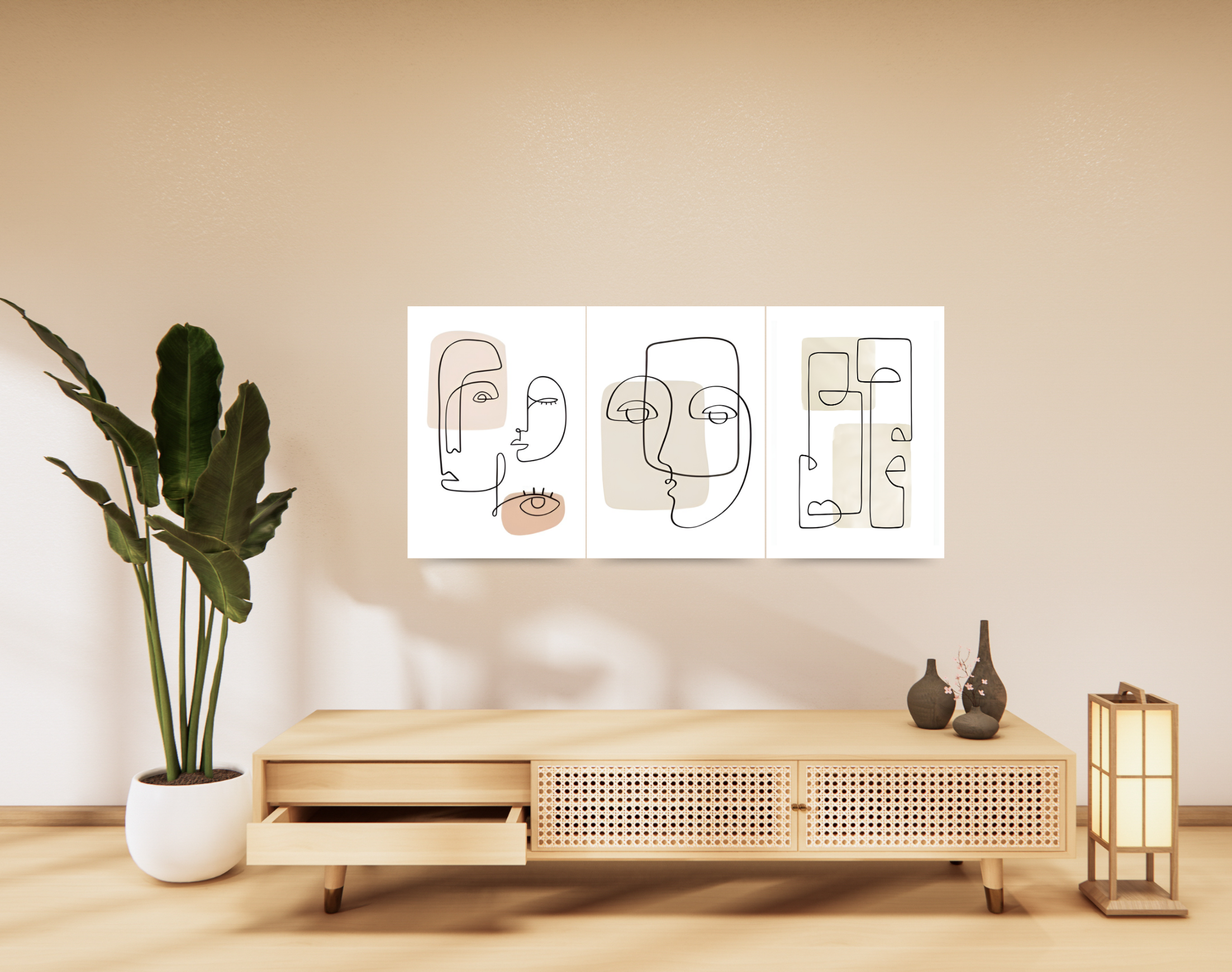 "LINE ART HUMAN FACE"- Shiny & Sturdy Metallic Poster Art That Pops & Sticks