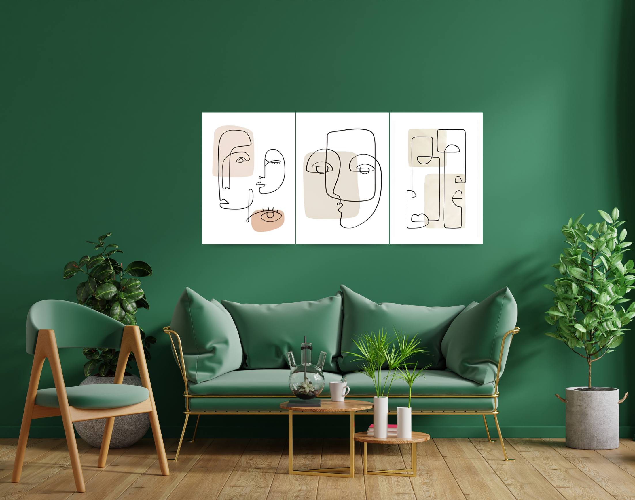 "LINE ART HUMAN FACE"- Shiny & Sturdy Metallic Poster Art That Pops & Sticks